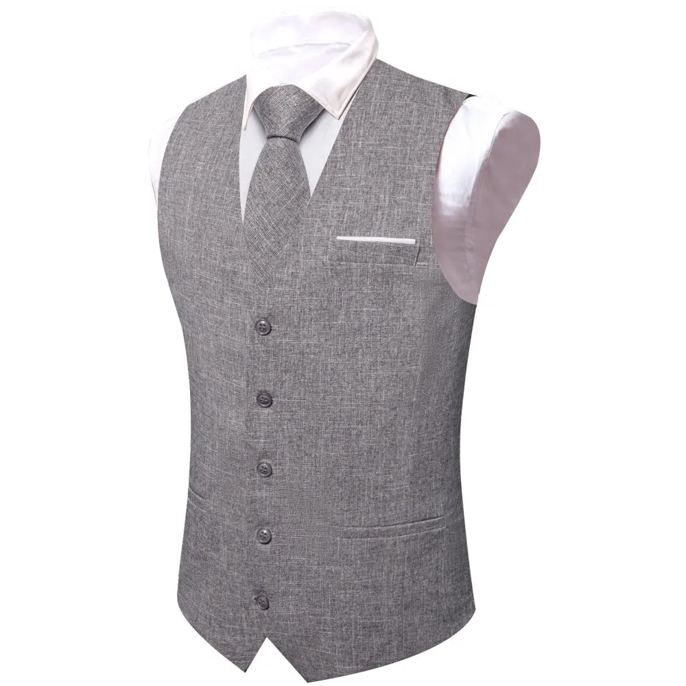 Barry. Wang Rose Gold Dress Vest V-Neck Solid Tuxedo Waistcoat Tie Hanky Cufflinks Set sold by Barrywang product image thumbnail 3