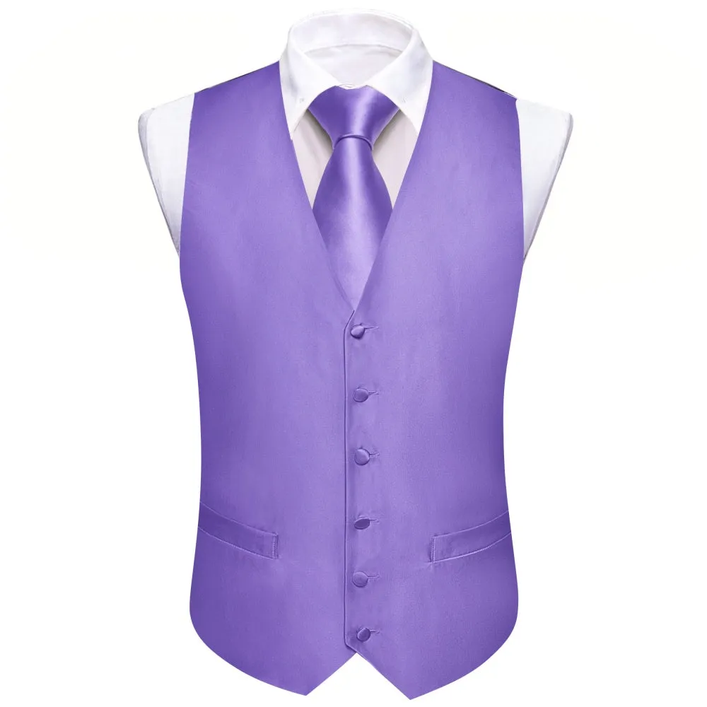 Barry.Wang Mens Lilac Suit Vest Solid Formal Tuxedo Waistcoat Tie Hanky Cufflinks Set sold by Barrywang product image thumbnail 4