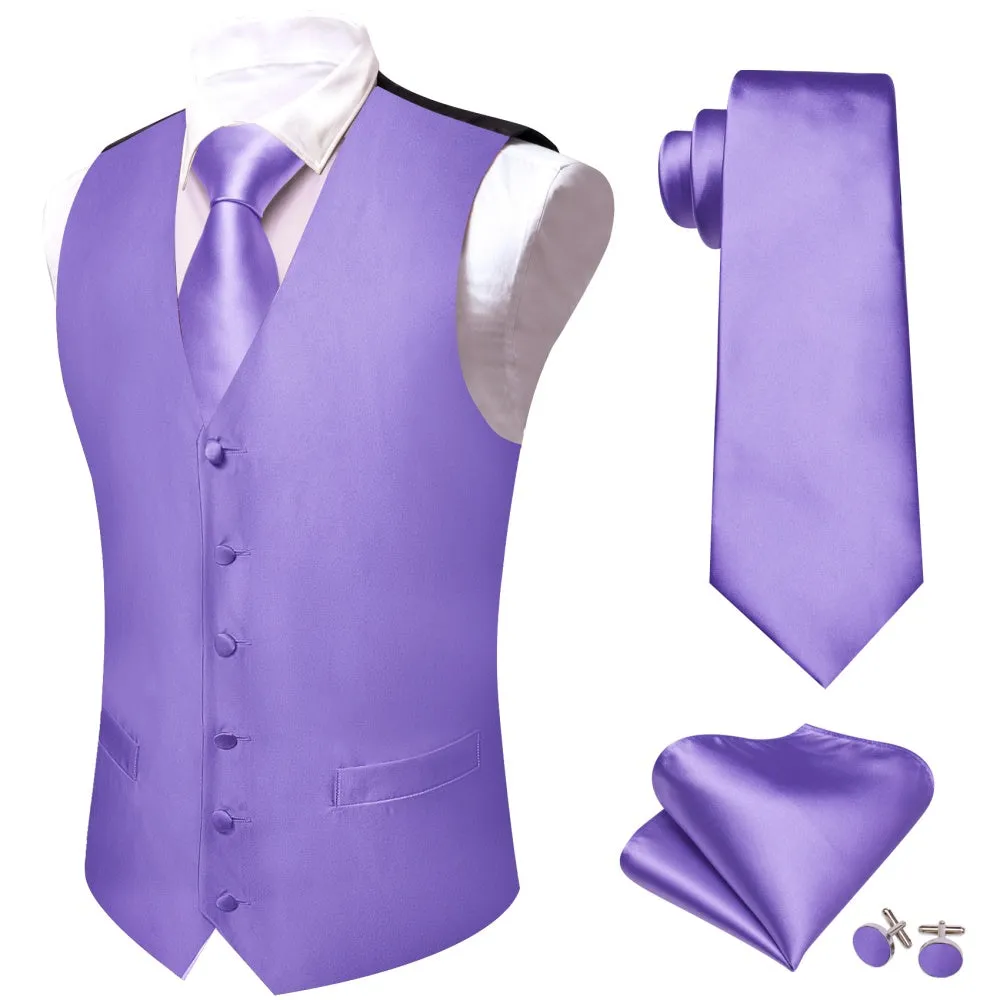 Barry.Wang Mens Lilac Suit Vest Solid Formal Tuxedo Waistcoat Tie Hanky Cufflinks Set sold by Barrywang product image thumbnail 3