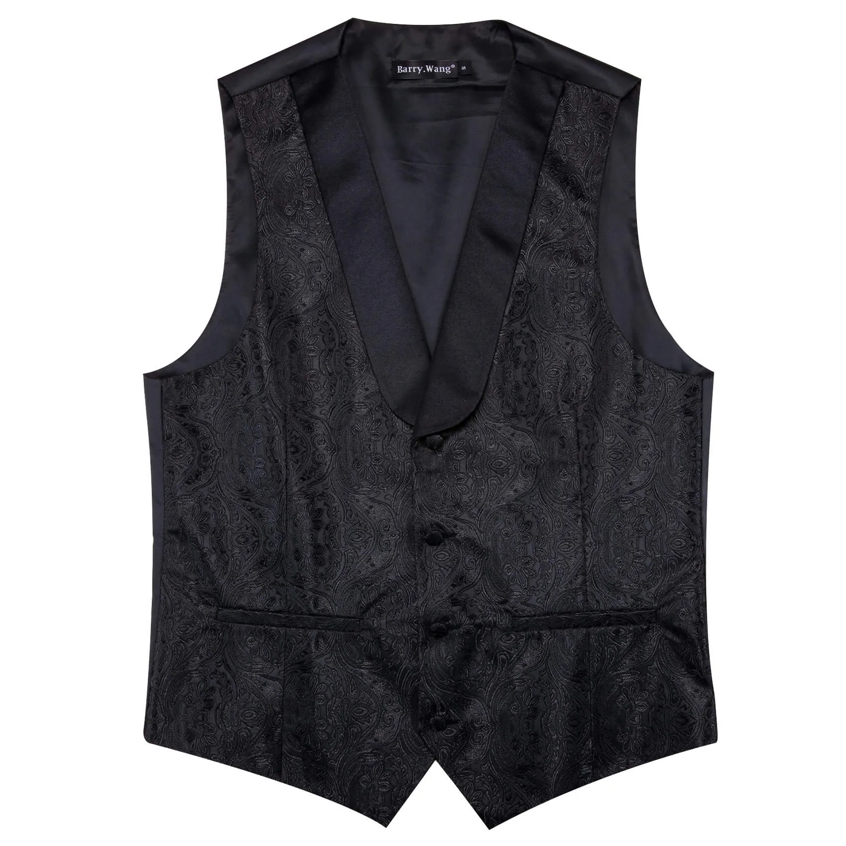 Barry. Wang Mens Shawl Collar Black Paisley Suit Vest Necktie Hanky Cufflinks Set sold by Barrywang product image thumbnail 5