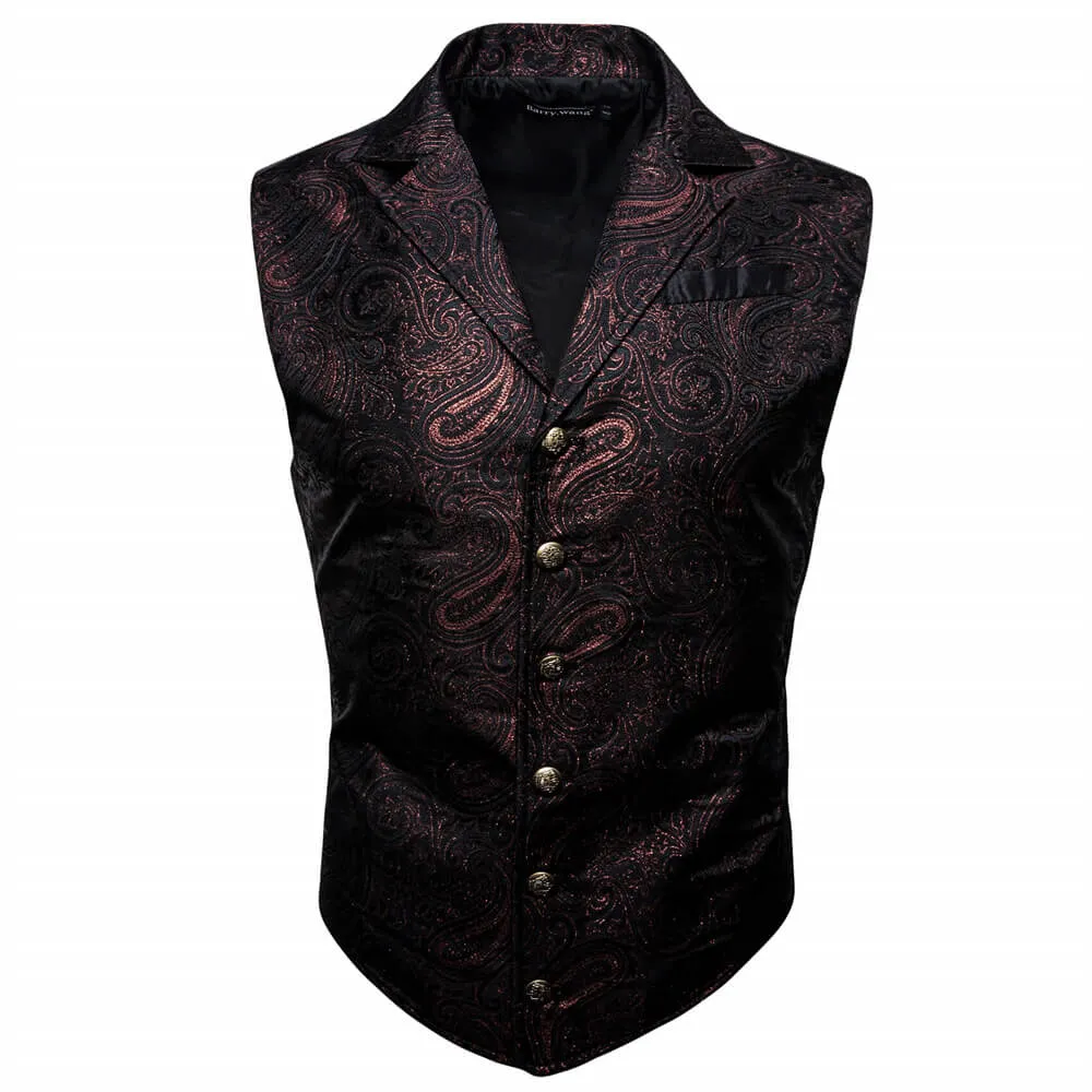 Barry. Wang Mens Victorian Suit Vest Green Paisley Jacquared Tuxedo Waistcoat sold by Barrywang product image thumbnail 5