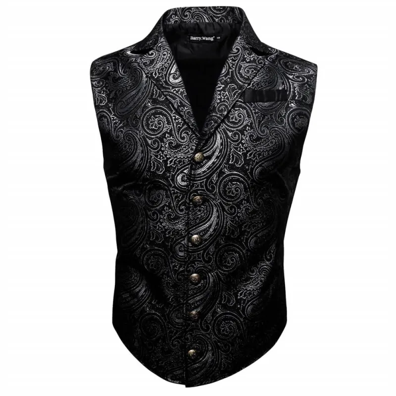 Barry. Wang Mens Victorian Suit Vest Green Paisley Jacquared Tuxedo Waistcoat sold by Barrywang