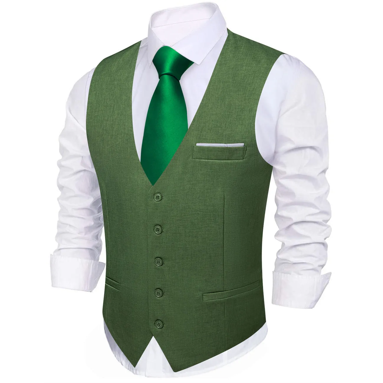 Barry. Wang Mens Treetop Suit Vest Solid Formal Dress Waistcoat for Wedding sold by Barrywang product image thumbnail 3