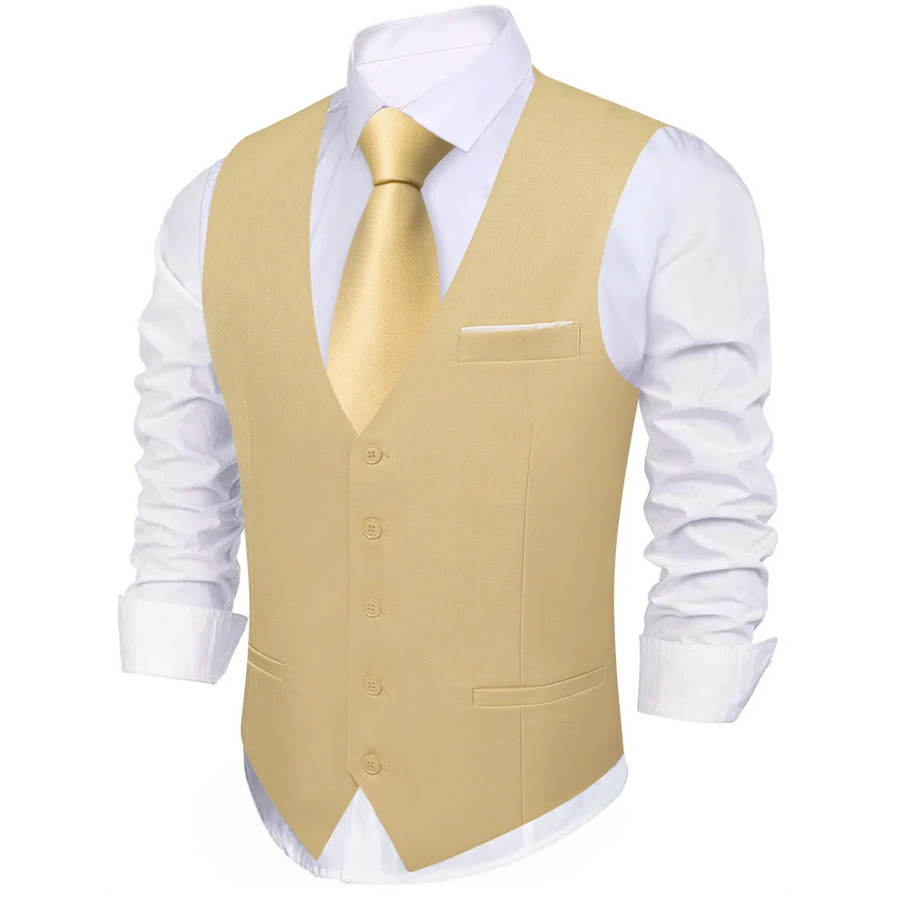 Barry. Wang Silk Beige Casual Vest Slim Fit Solid Leisure Tuxedo Waistcoat sold by Barrywang product image thumbnail 3