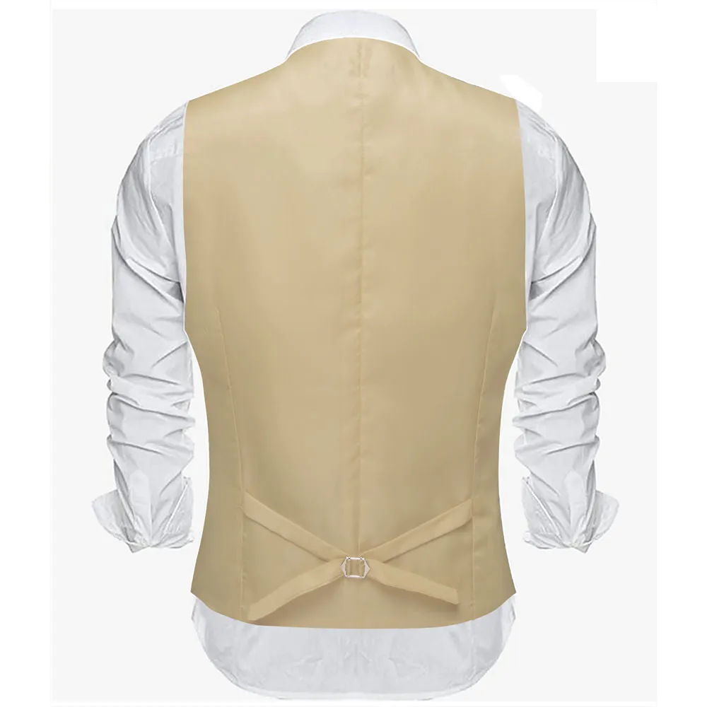 Barry. Wang Silk Beige Casual Vest Slim Fit Solid Leisure Tuxedo Waistcoat sold by Barrywang product image thumbnail 4