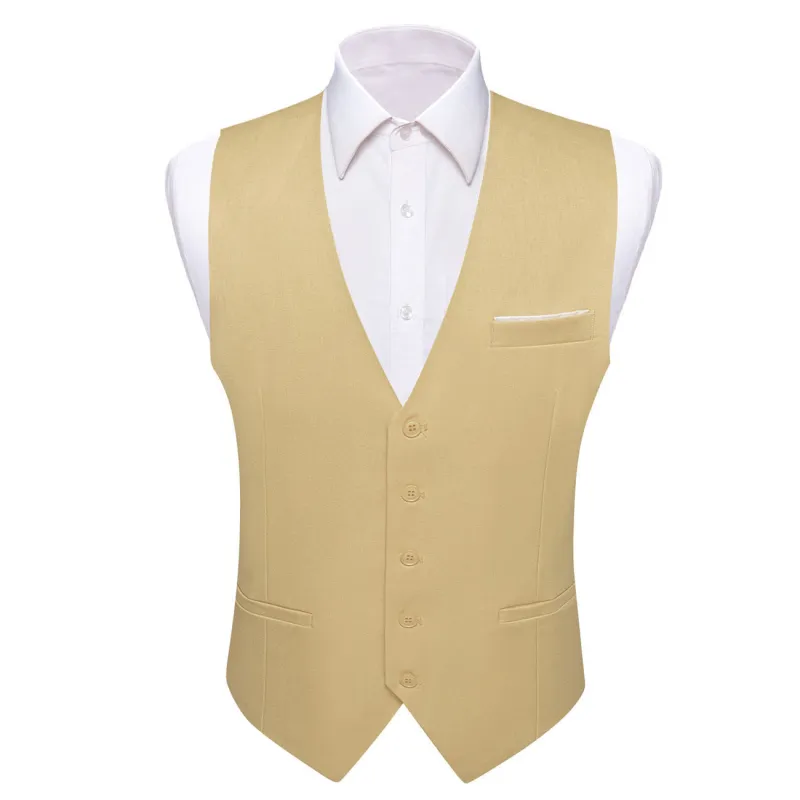 Barry. Wang Silk Beige Casual Vest Slim Fit Solid Leisure Tuxedo Waistcoat sold by Barrywang
