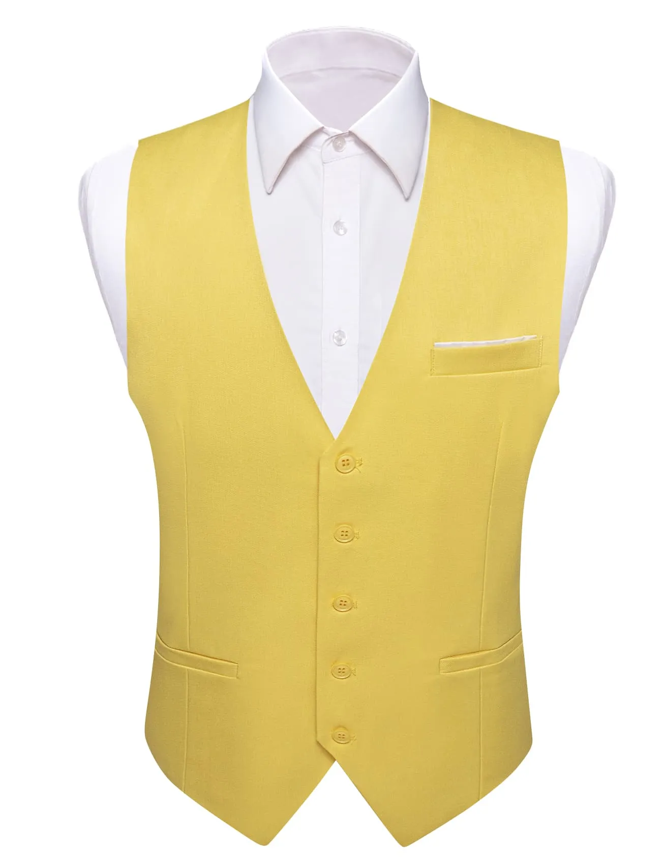 Barry. Wang Mens Yellow Casual Vest Slim Fit Solid Leisure Party Tuxedo Waistcoat sold by Barrywang product image thumbnail 3