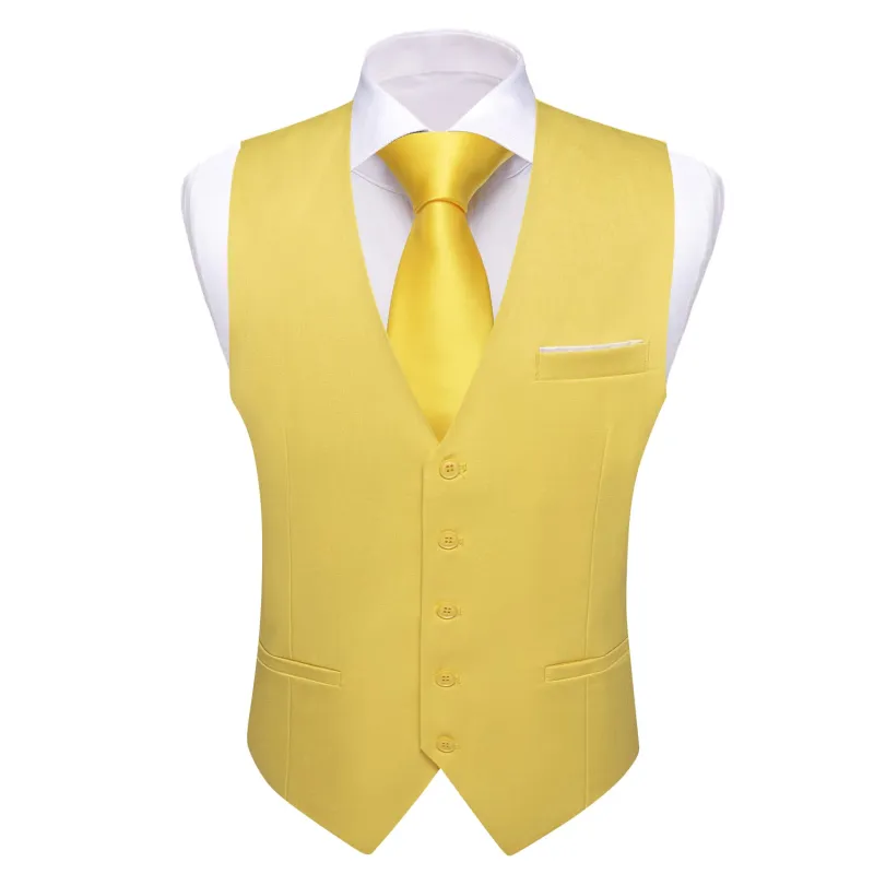 Barry. Wang Mens Yellow Casual Vest Slim Fit Solid Leisure Party Tuxedo Waistcoat sold by Barrywang