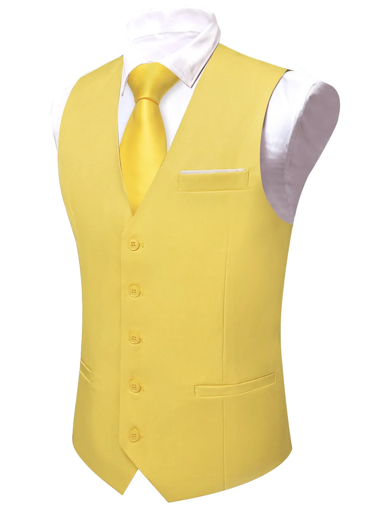 Barry. Wang Mens Yellow Casual Vest Slim Fit Solid Leisure Party Tuxedo Waistcoat sold by Barrywang product image thumbnail 4