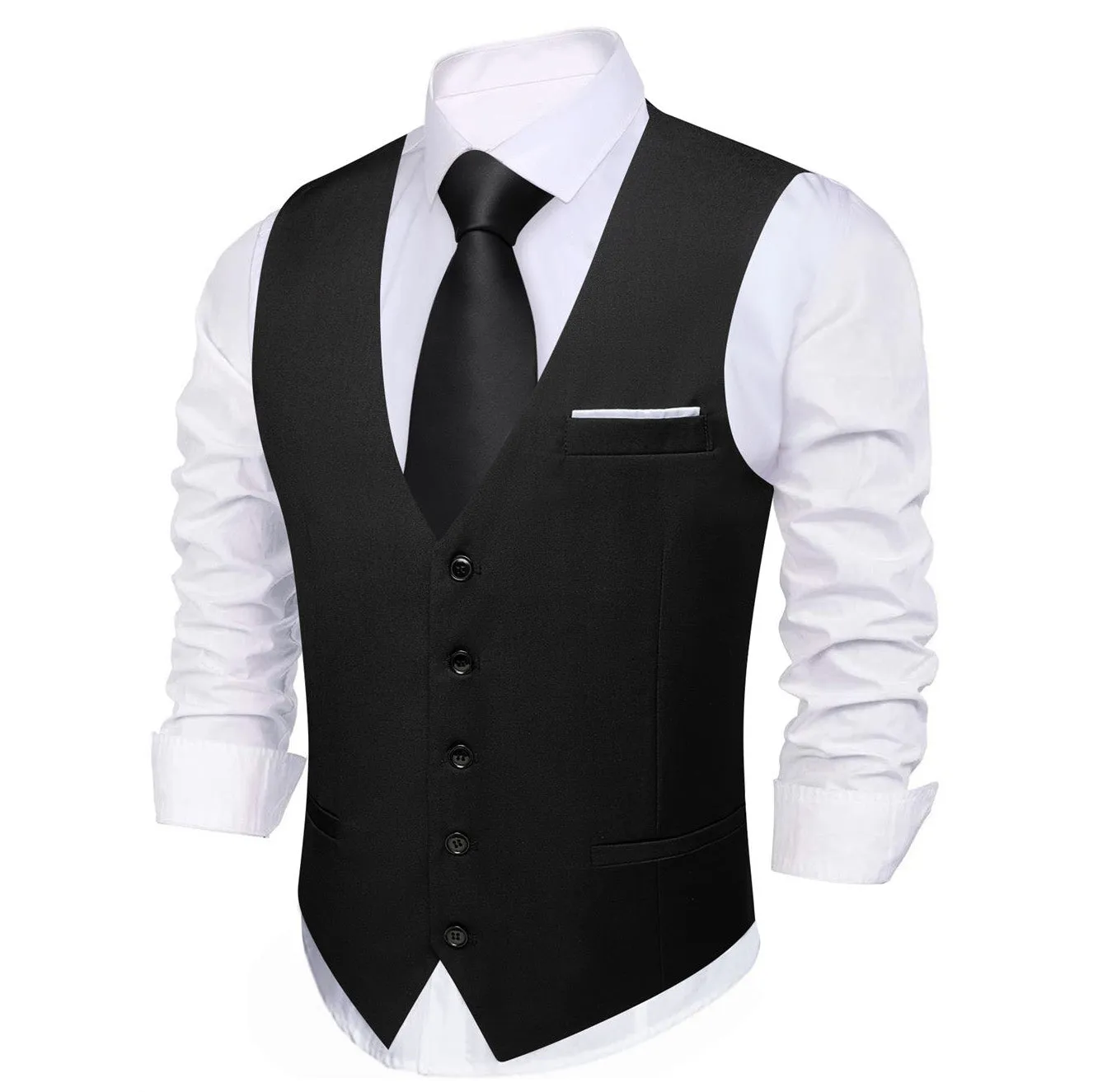 Barry. Wang Mens Black Suit Vest Solid Formal Wedding Dress Waistcoat sold by Barrywang product image thumbnail 3