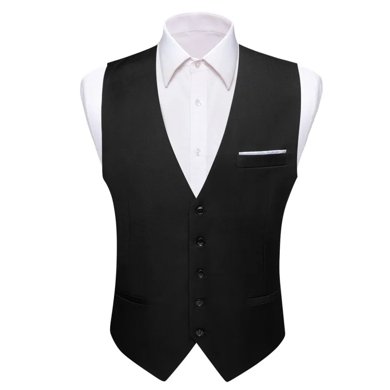 Barry. Wang Mens Black Suit Vest Solid Formal Wedding Dress Waistcoat sold by Barrywang