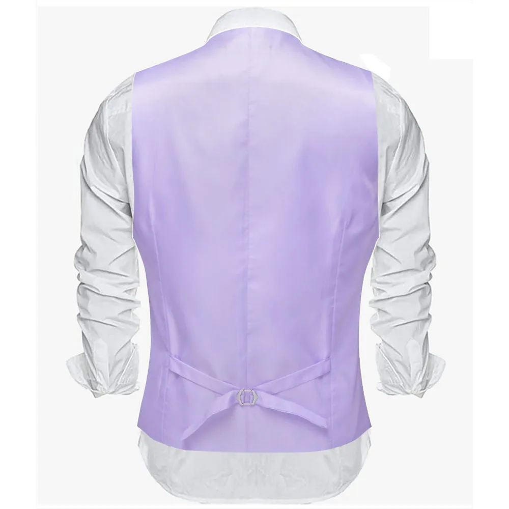 Barry. Wang Silk Lavender Suit Vest Slim Fit Solid V-neck Formal Vest sold by Barrywang product image thumbnail 4