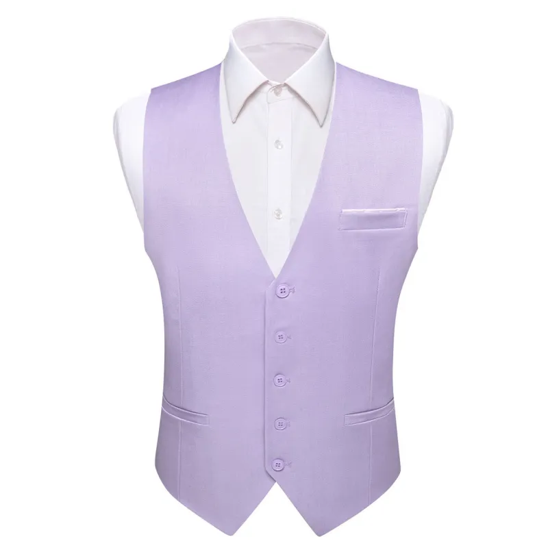 Barry. Wang Silk Lavender Suit Vest Slim Fit Solid V-neck Formal Vest sold by Barrywang
