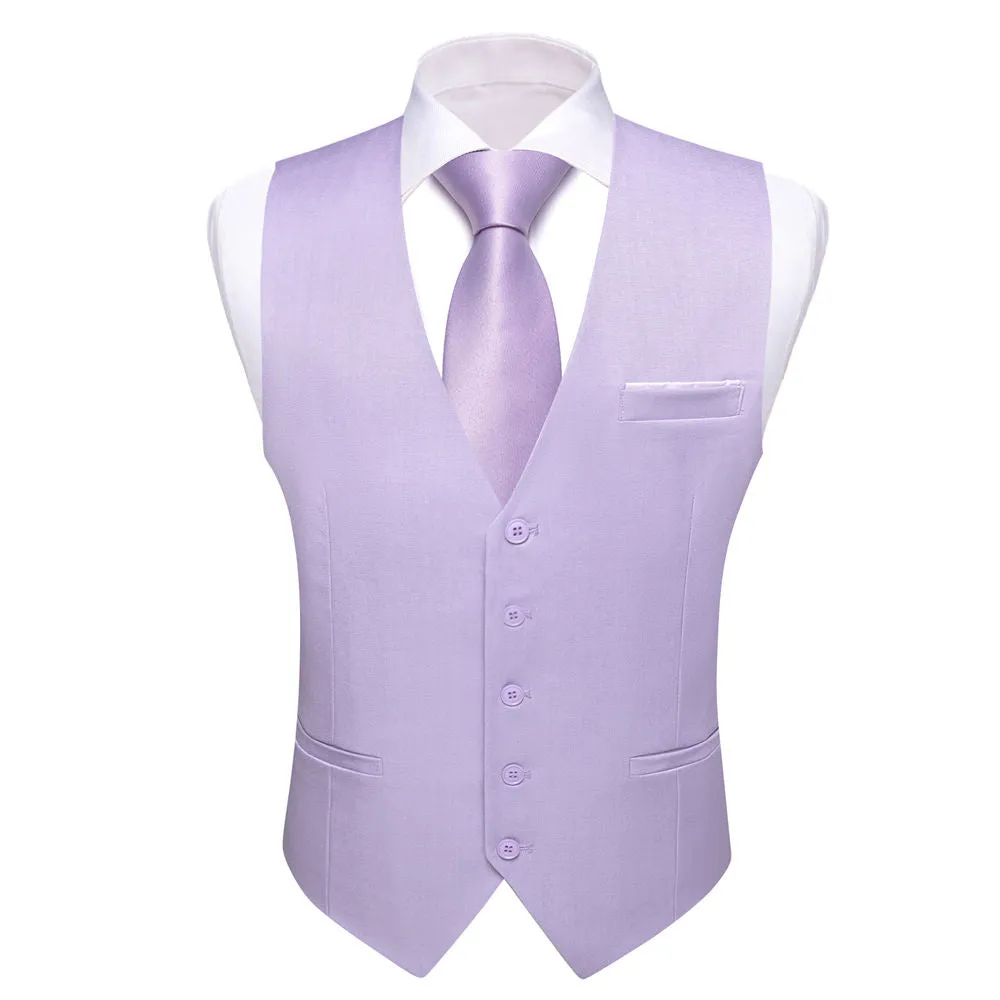 Barry. Wang Silk Lavender Suit Vest Slim Fit Solid V-neck Formal Vest sold by Barrywang product image thumbnail 2