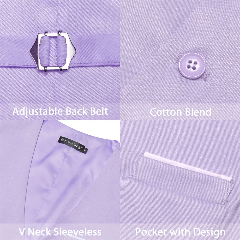Barry. Wang Silk Lavender Suit Vest Slim Fit Solid V-neck Formal Vest sold by Barrywang product image thumbnail 5