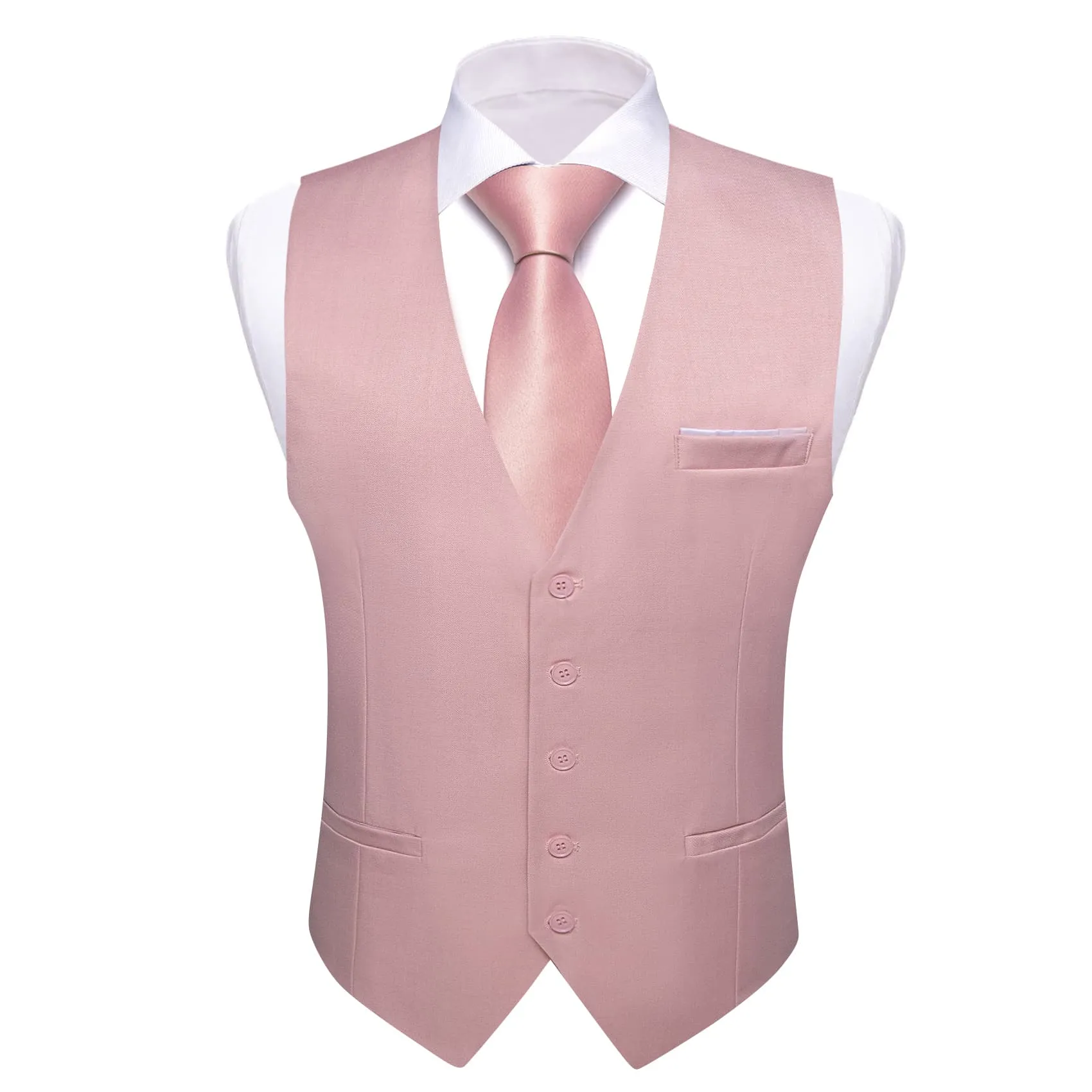 Barry. Wang Rose Gold Suit Vest for Men Solid Formal Prom Dress Waistcoat sold by Barrywang