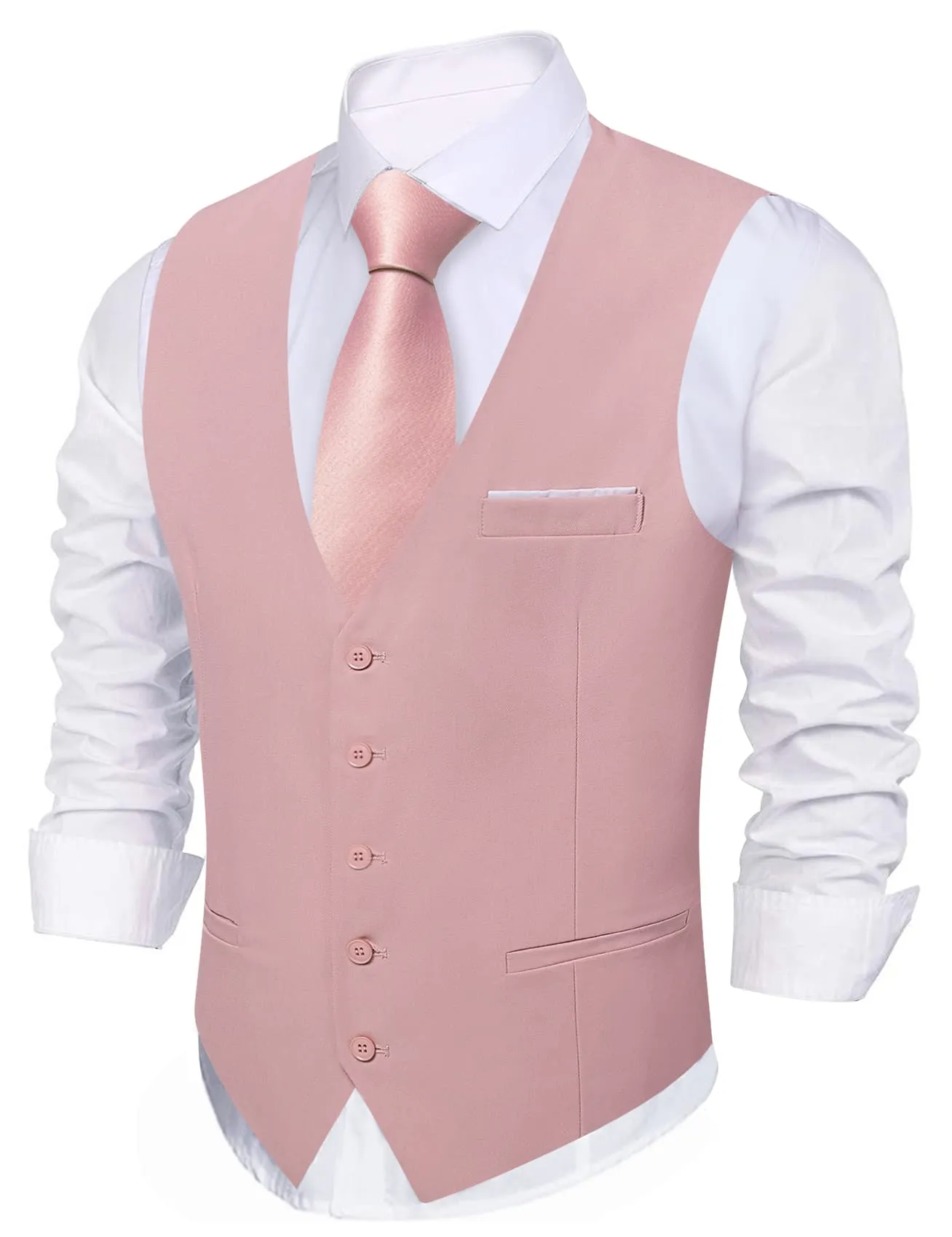 Barry. Wang Rose Gold Suit Vest for Men Solid Formal Prom Dress Waistcoat sold by Barrywang product image thumbnail 2