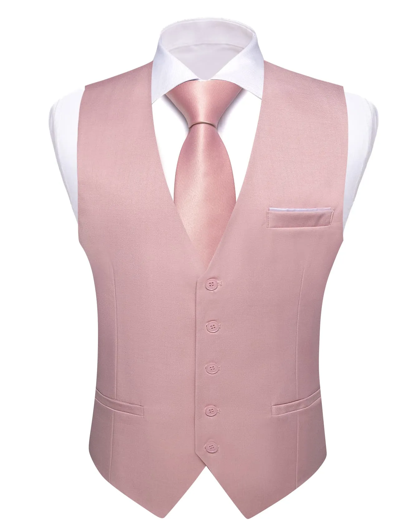 Barry. Wang Rose Gold Suit Vest for Men Solid Formal Prom Dress Waistcoat sold by Barrywang product image thumbnail 4