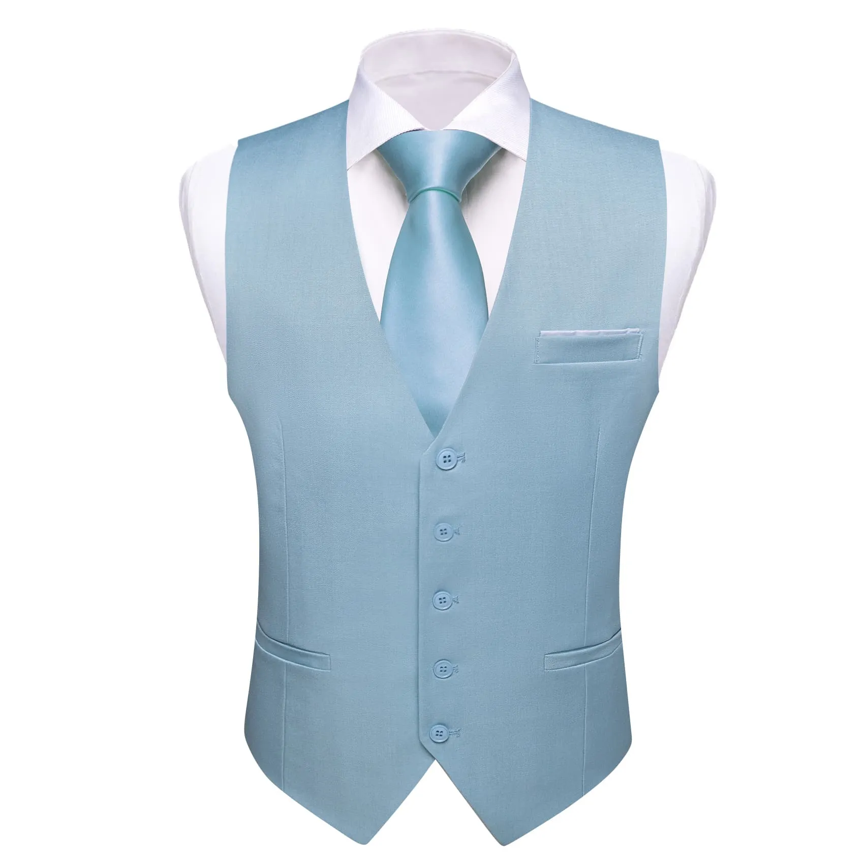 Barry. Wang Mens Icy Blue Casual Vest Slim Fit Solid Leisure Tuxedo Waistcoat sold by Barrywang
