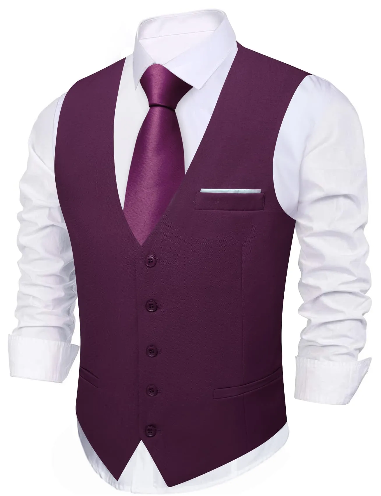 Barry. Wang Silk Grape Purple Dress Vest Slim Fit Solid Formal Waistcoat sold by Barrywang product image thumbnail 2
