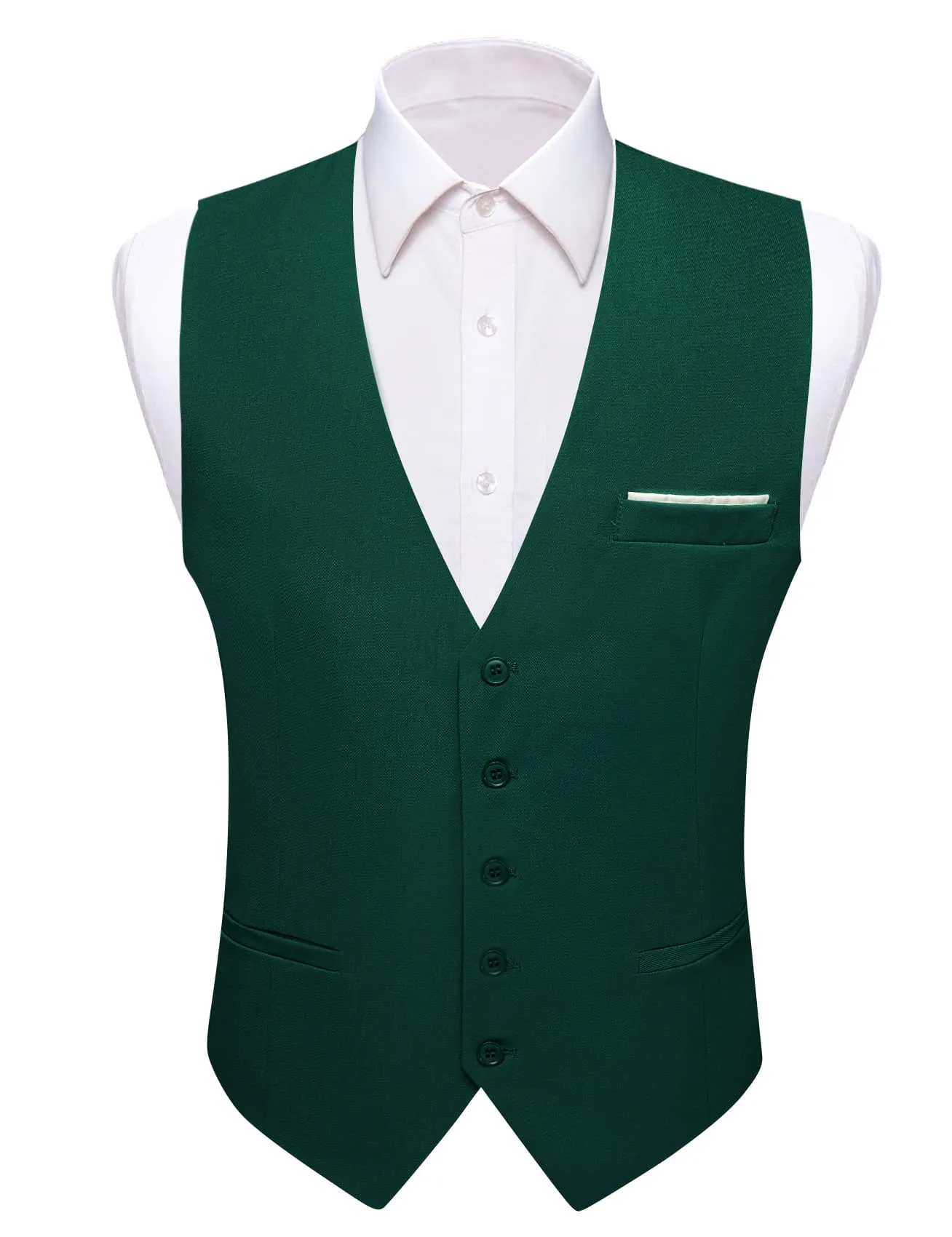 Barry. Wang Hunter Green Dress Vest Slim Fit Solid Wedding Tuxedo Waistcoat sold by Barrywang product image thumbnail 4