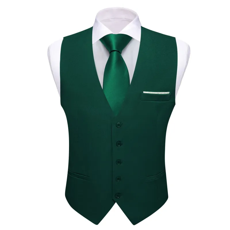 Barry. Wang Hunter Green Dress Vest Slim Fit Solid Wedding Tuxedo Waistcoat sold by Barrywang