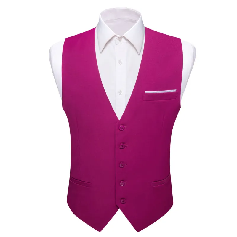Barry. Wang Mens Hot Pink Casual Vest V-neck Solid Leisure Tuxedo Waistcoat sold by Barrywang
