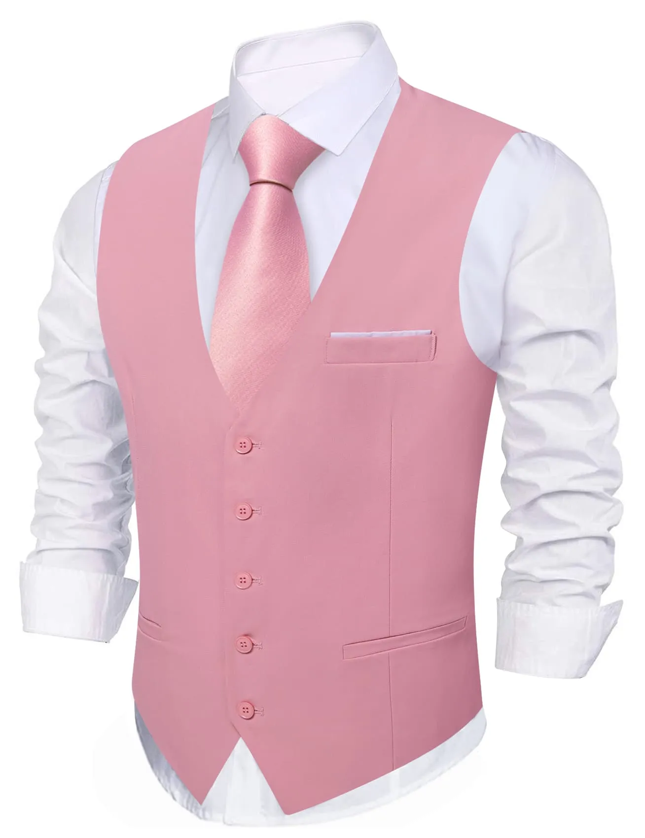 Barry. Wang Mens Pink Suit Vest Solid Formal Prom Formal Dress Waistcoat sold by Barrywang product image thumbnail 2