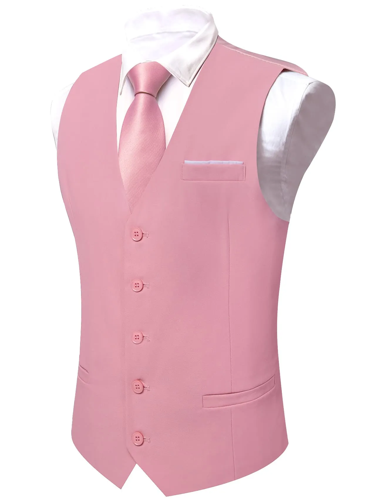 Barry. Wang Mens Pink Suit Vest Solid Formal Prom Formal Dress Waistcoat sold by Barrywang product image thumbnail 5