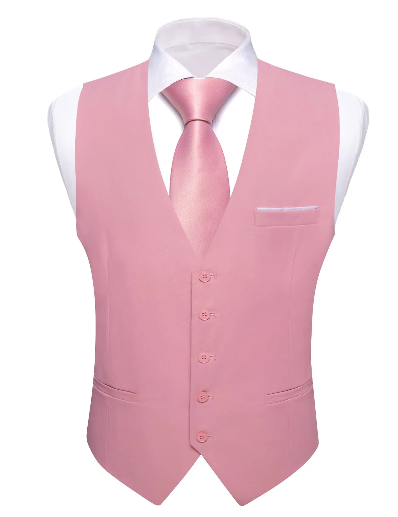 Barry. Wang Mens Pink Suit Vest Solid Formal Prom Formal Dress Waistcoat sold by Barrywang product image thumbnail 3