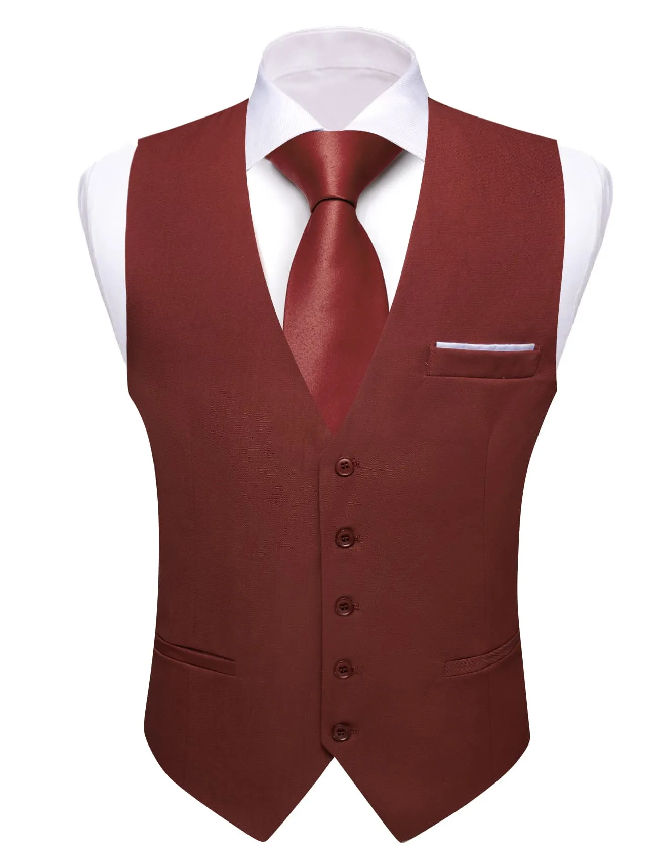 Barry.Wang Copper Dress Formal Waistcoat Slim Fit V-Neck Solid Wedding Suit Vest sold by Barrywang product image thumbnail 2
