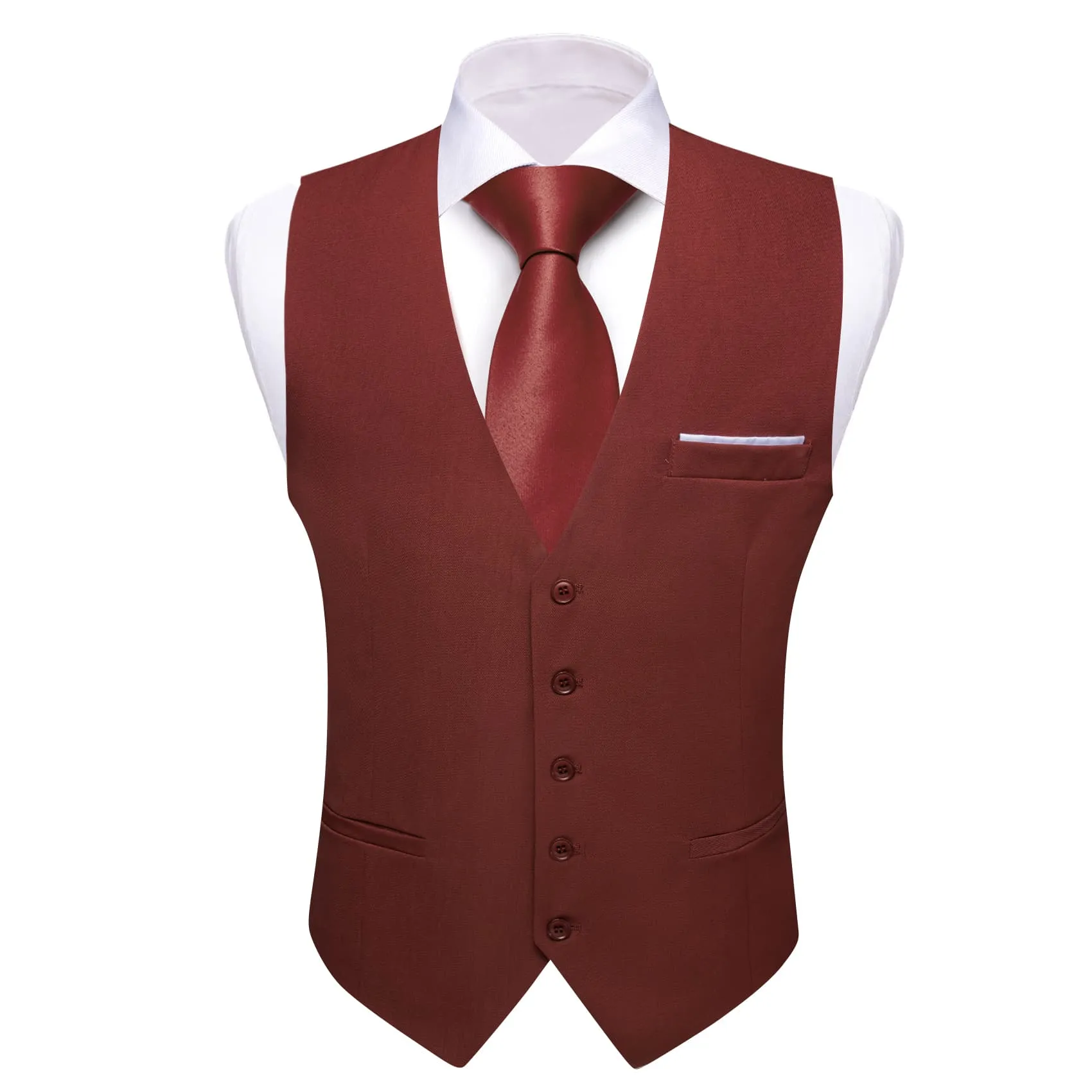 Barry.Wang Copper Dress Formal Waistcoat Slim Fit V-Neck Solid Wedding Suit Vest sold by Barrywang