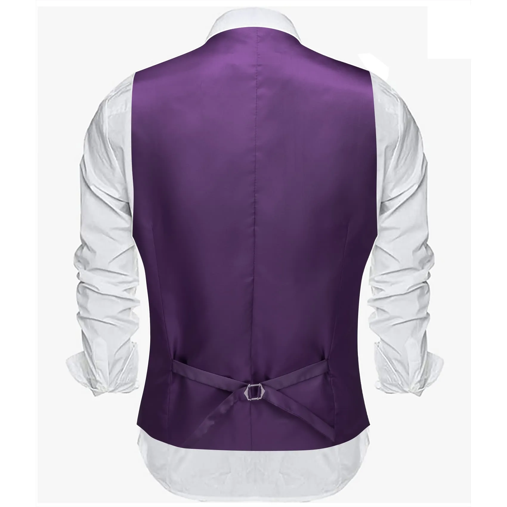 Barry. Wang Silk Purple Suit Vest for Men Solid V-neck Business Tuxedo Waistcoat sold by Barrywang product image thumbnail 4