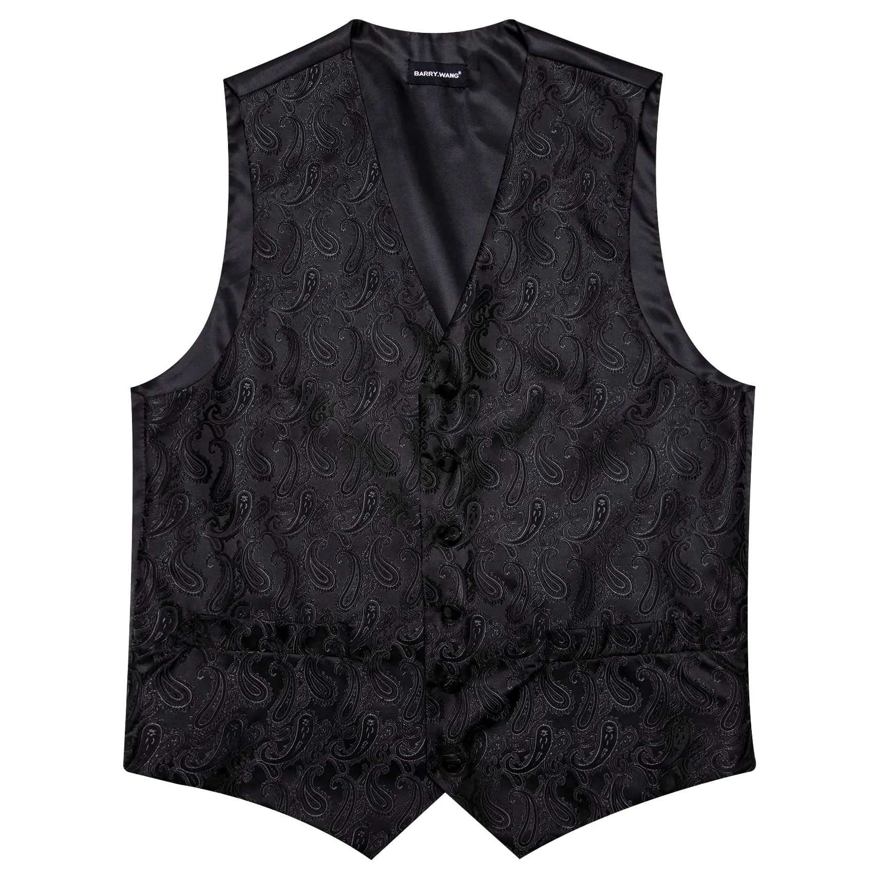 Barry. Wang Paisely Retro Cowboy Vest for Men Black Casual Vest Tie Hanky Cufflinks Set sold by Barrywang product image thumbnail 2
