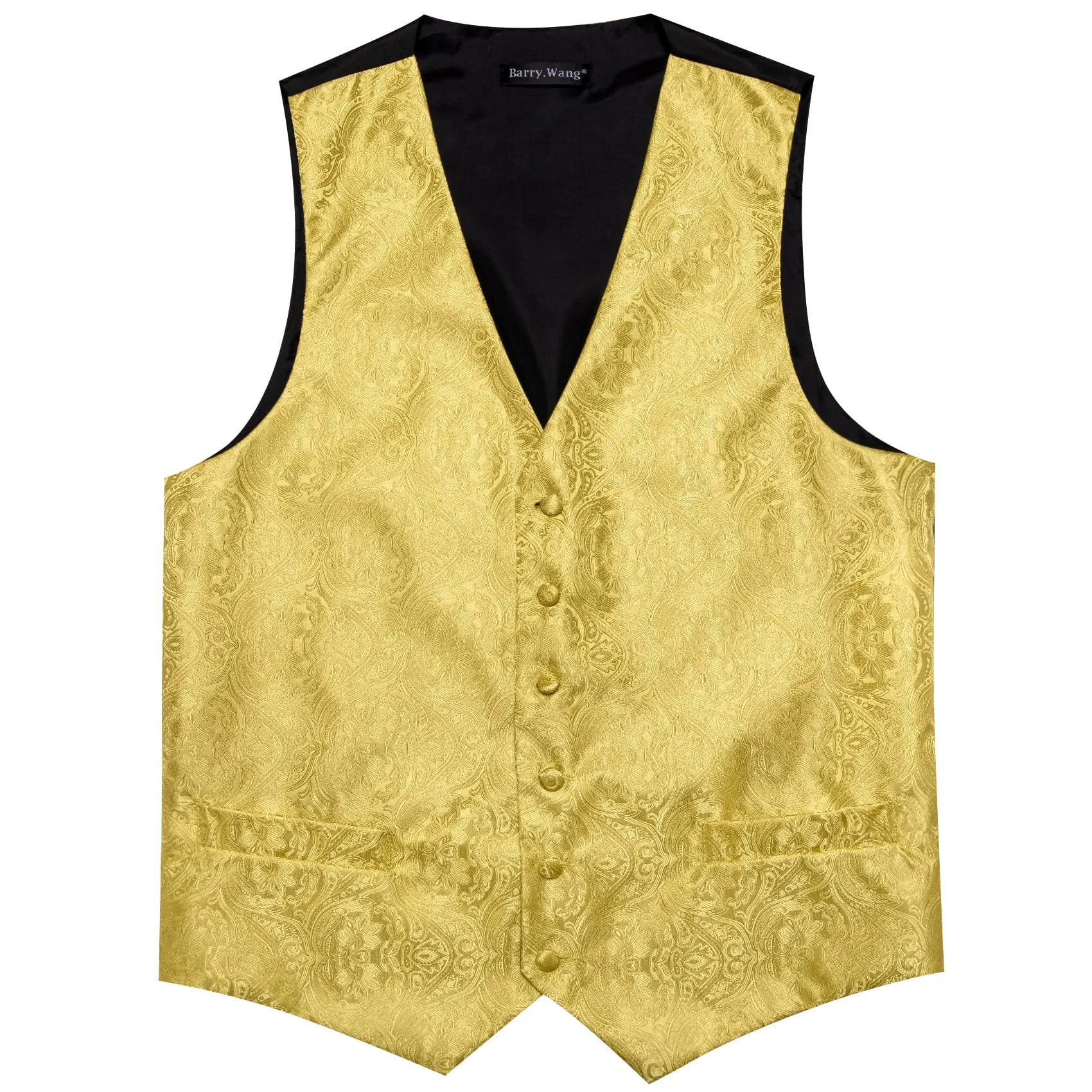 Barry. Wang Paisely Retro Cowboy Vest for Men Gold Casual Vest Tie Hanky Cufflinks Set sold by Barrywang product image thumbnail 4