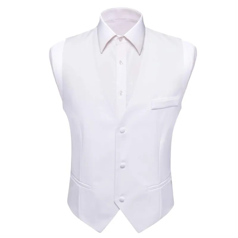 Barry. Wang Mens White Casual Vest V-neck Solid Leisure Tuxedo Waistcoat sold by Barrywang