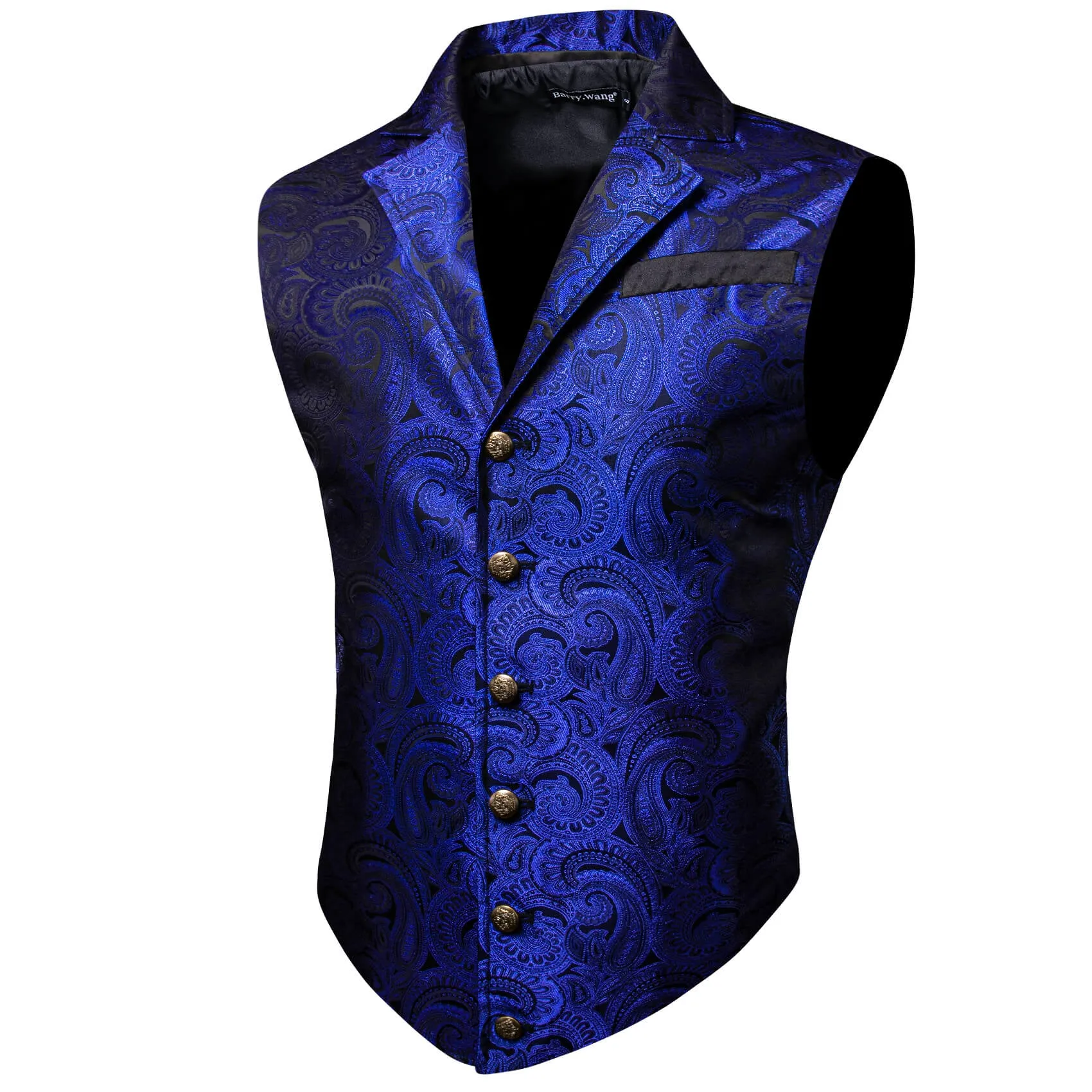 Barry. Wang Mens Victorian Suit Vest Royal Blue Paisley Jacquared Tuxedo Waistcoat sold by Barrywang product image thumbnail 2