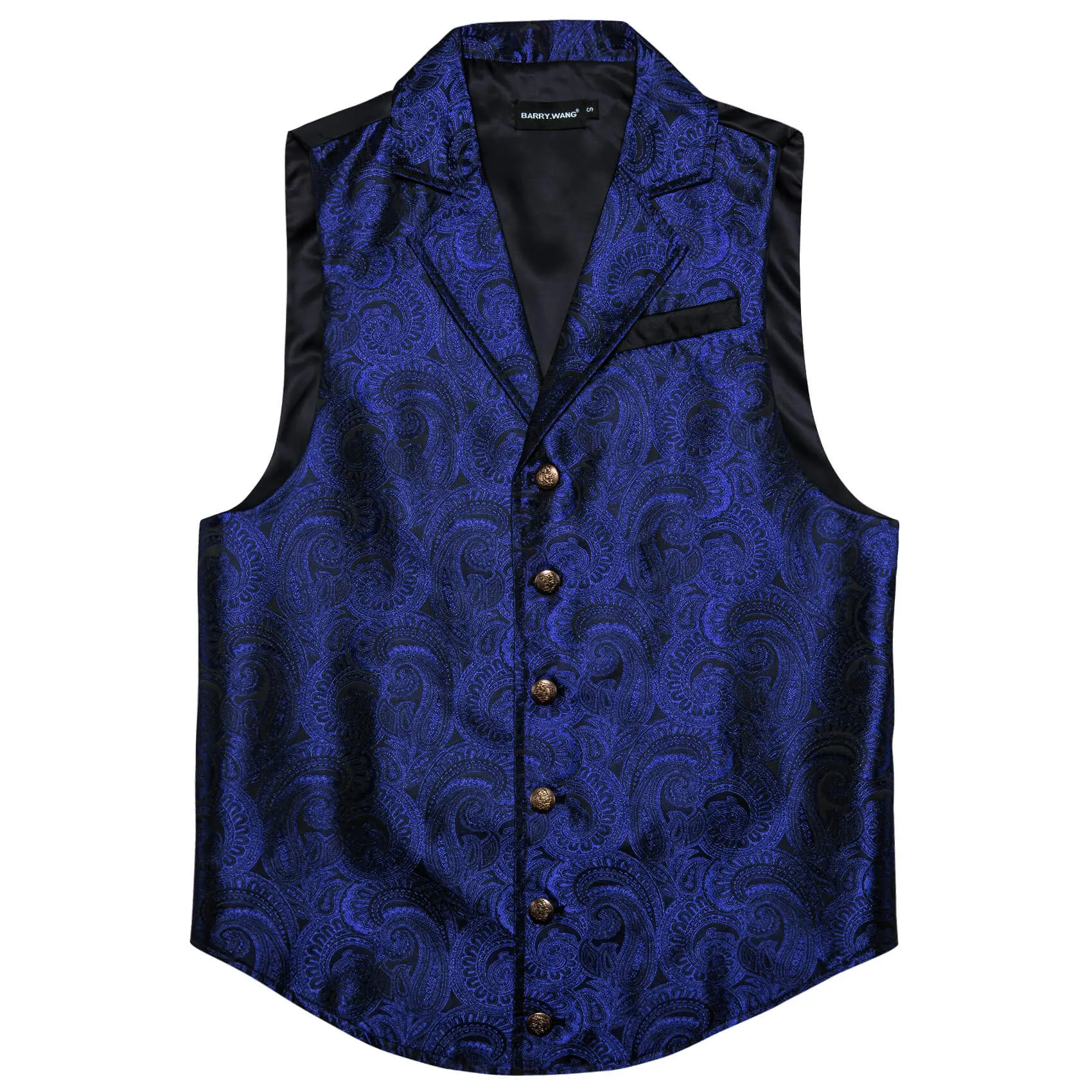 Barry. Wang Mens Victorian Suit Vest Royal Blue Paisley Jacquared Tuxedo Waistcoat sold by Barrywang product image thumbnail 3