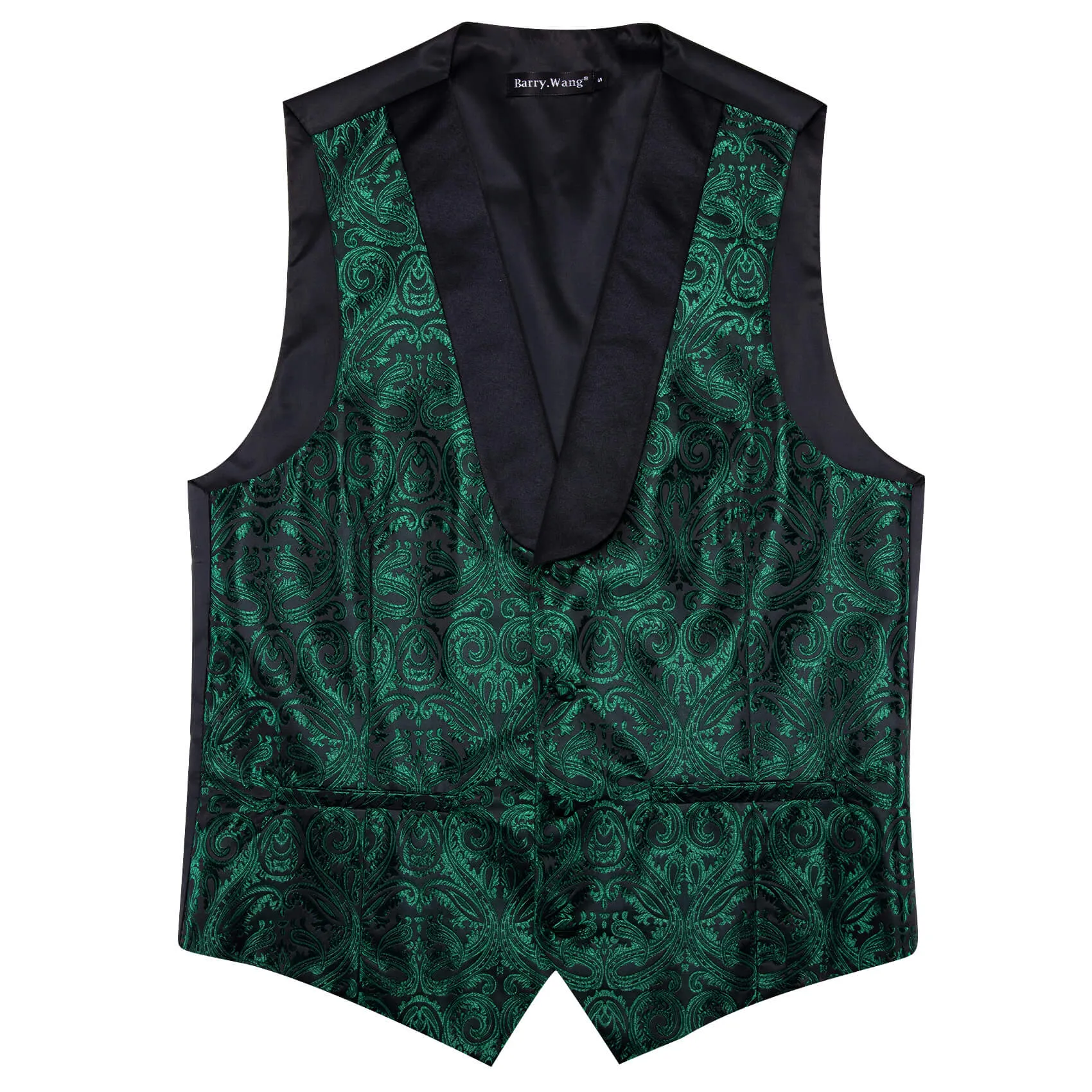 Barry. Wang Green Shawl Collar Vest Formal Paisley Suit Vest Tie Hanky Cufflinks Set sold by Barrywang product image thumbnail 5