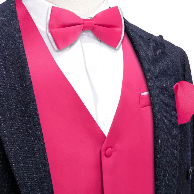 Barry. Wang Silk Hot Pink Suit Vest Solid Prom Tuxedo Vest Bowtie Hanky Cufflinks Set sold by Barrywang