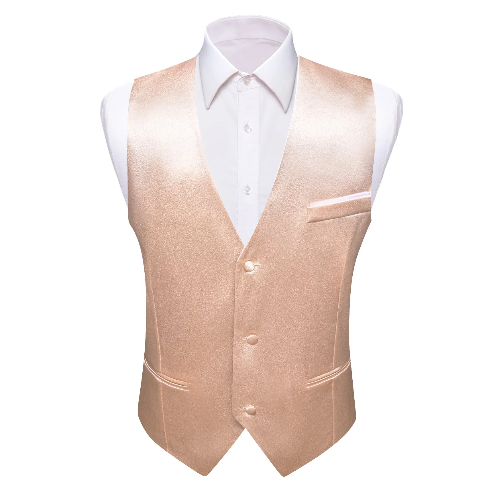 Barry. Wang Mens Rose Gold Suit Vest Solid Wedding 4PCS Vest Tie Hanky Cufflinks Set sold by Barrywang
