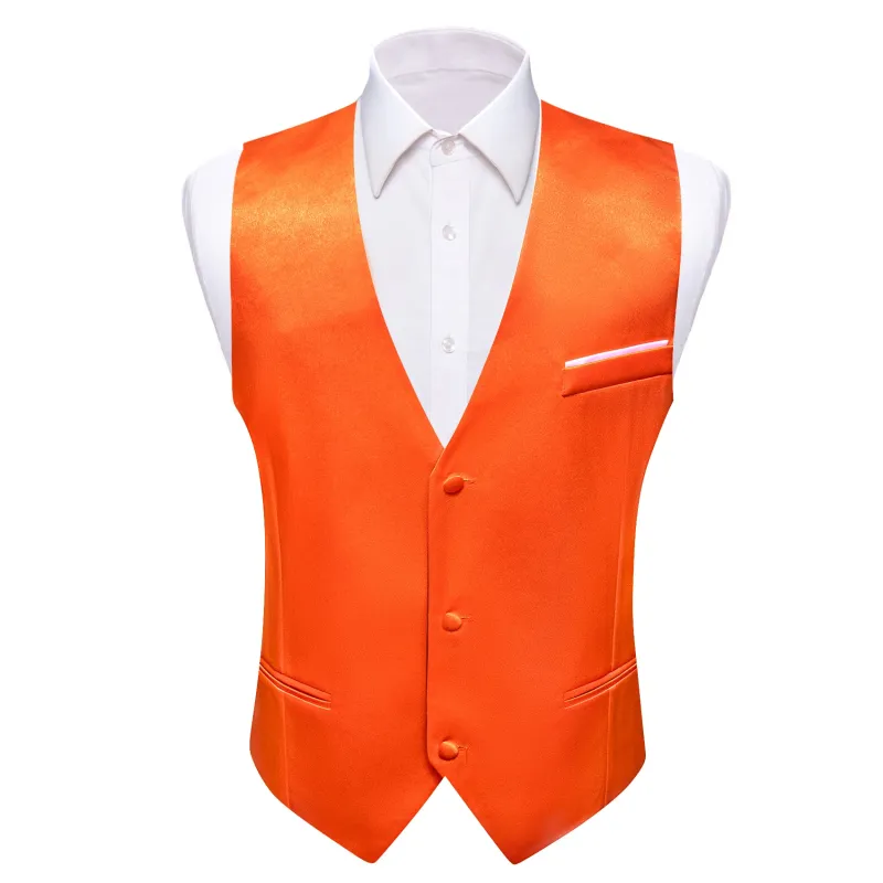 Barry. Wang Orange Formal Vest for Men Solid Wedding Tuxedo Vest Tie Hanky Cufflinks Set sold by Barrywang