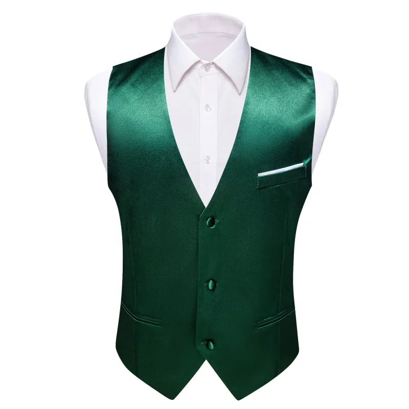 Barry. Wang Hunter Green Suit Vest Solid Formal Wedding Vest Tie Hanky Cufflinks Set sold by Barrywang