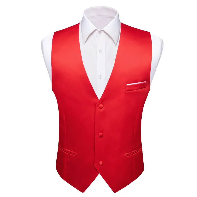 Barry. Wang Mens Red Suit Vest Silk Solid Satin Formal Dress Waistcoat for Wedding sold by Barrywang