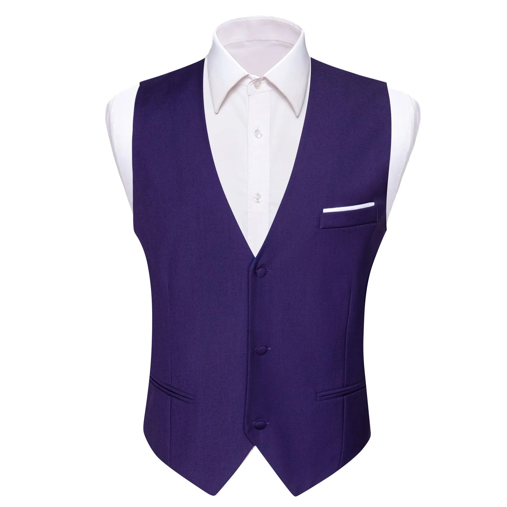 Barry. Wang Mens Purple Suit Vest 4PCS Solid Tuxedo Vest Necktie Bowtie Hanky Cufflinks Set sold by Barrywang product image thumbnail 3