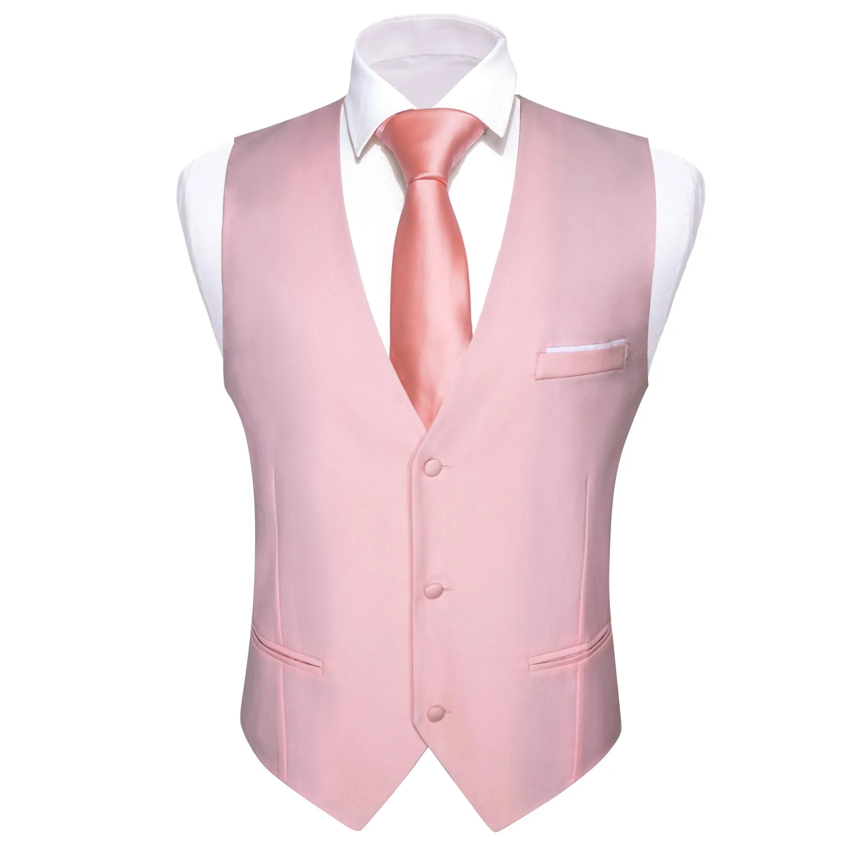 Barry. Wang Mens Pink Dress Vest Prom Slim Fit Solid Formal Suit Waistcoat sold by Barrywang product image thumbnail 2