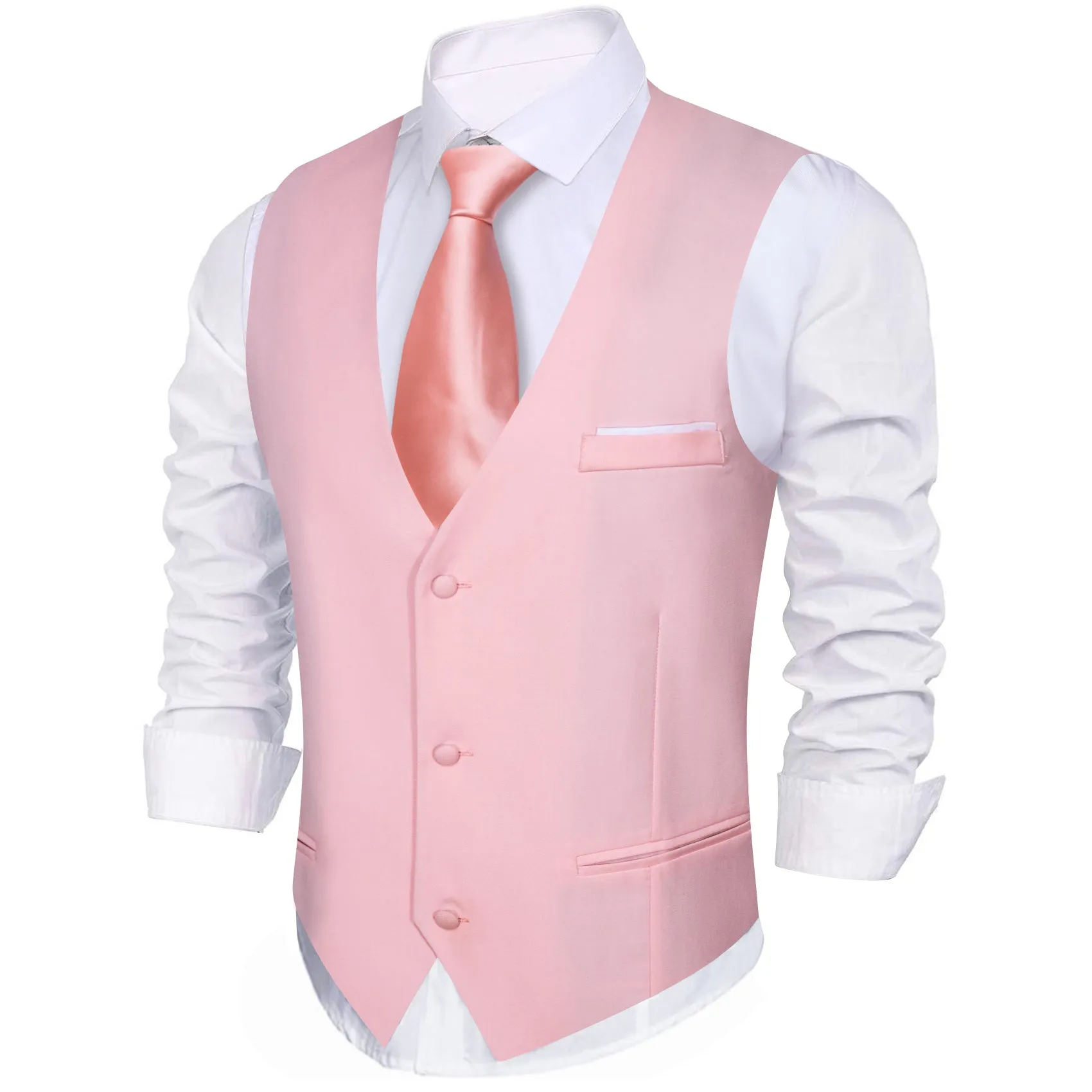 Barry. Wang Mens Pink Dress Vest Prom Slim Fit Solid Formal Suit Waistcoat sold by Barrywang product image thumbnail 3