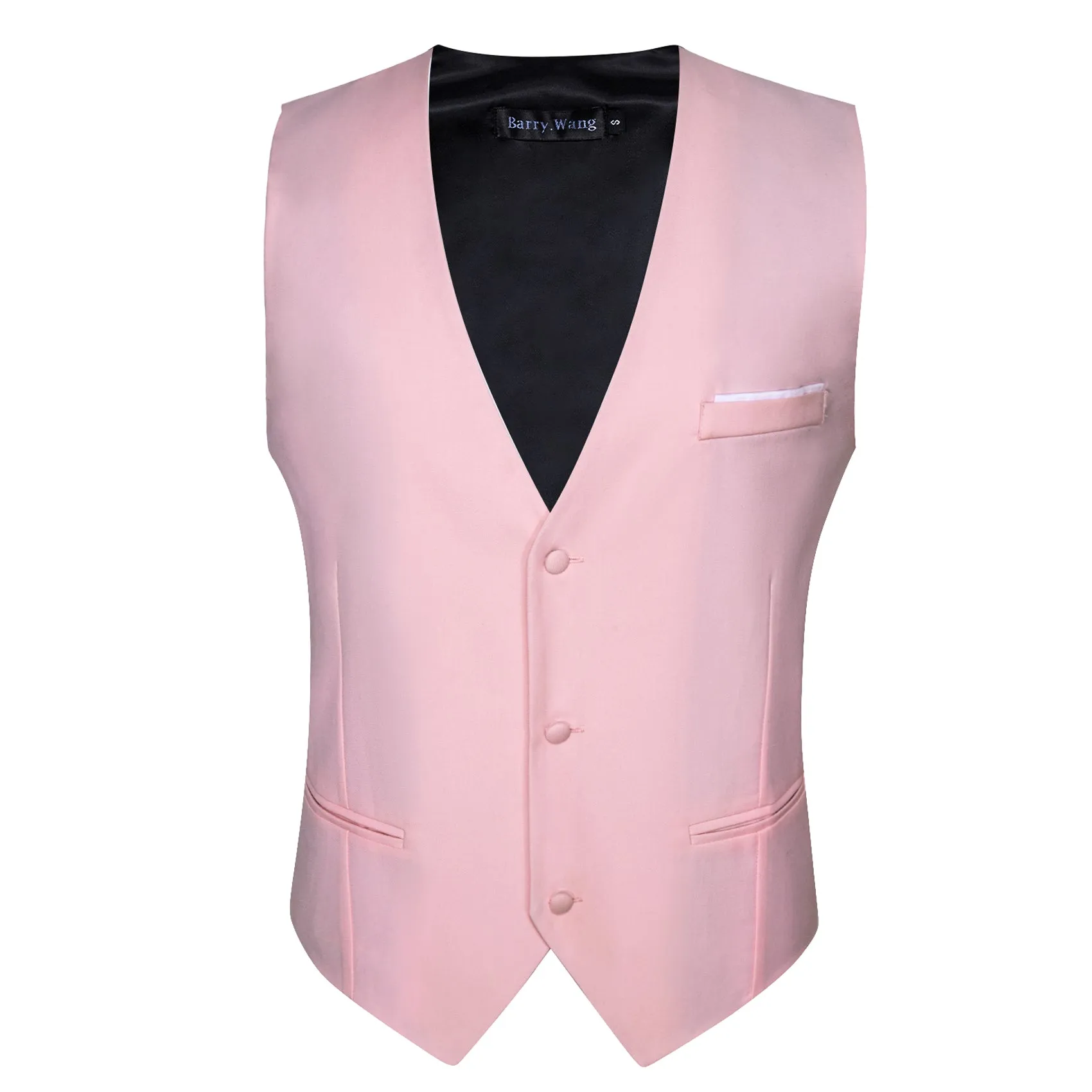 Barry. Wang Mens Pink Dress Vest Prom Slim Fit Solid Formal Suit Waistcoat sold by Barrywang product image thumbnail 4