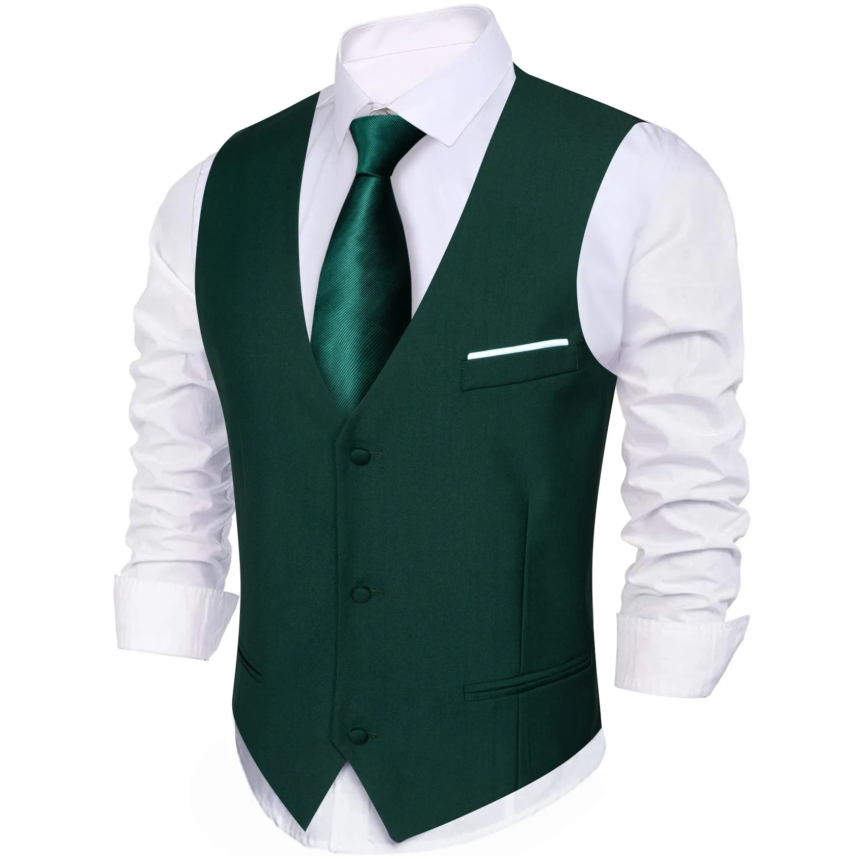 Barry. Wang Mens Hunter Green Casual Vest V-neck Solid Leisure Tuxedo Waistcoat sold by Barrywang product image thumbnail 2