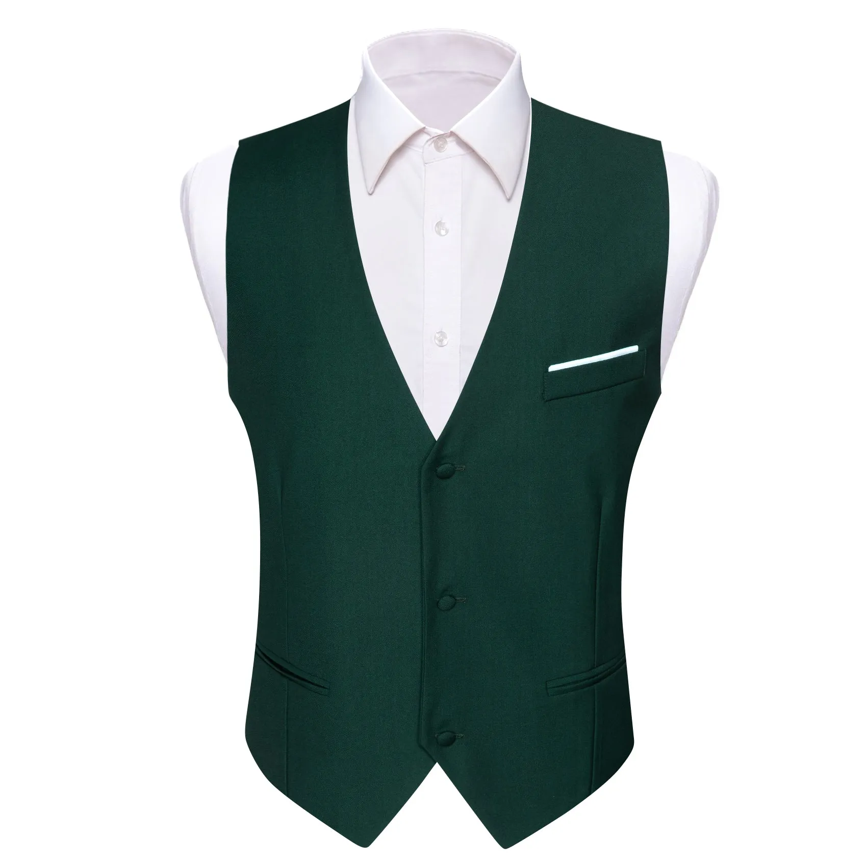 Barry. Wang Mens Hunter Green Casual Vest V-neck Solid Leisure Tuxedo Waistcoat sold by Barrywang
